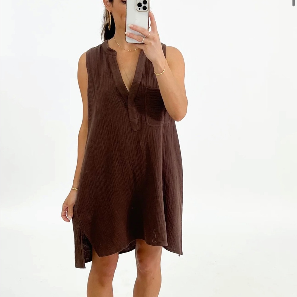Brown Gauze Cotton Dress
